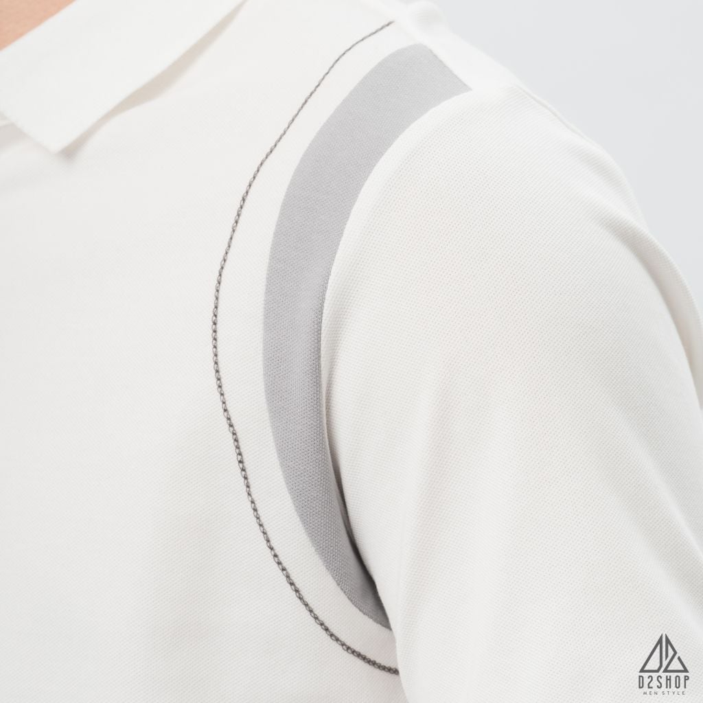 Áo polo phối viền vai chỉ nổi