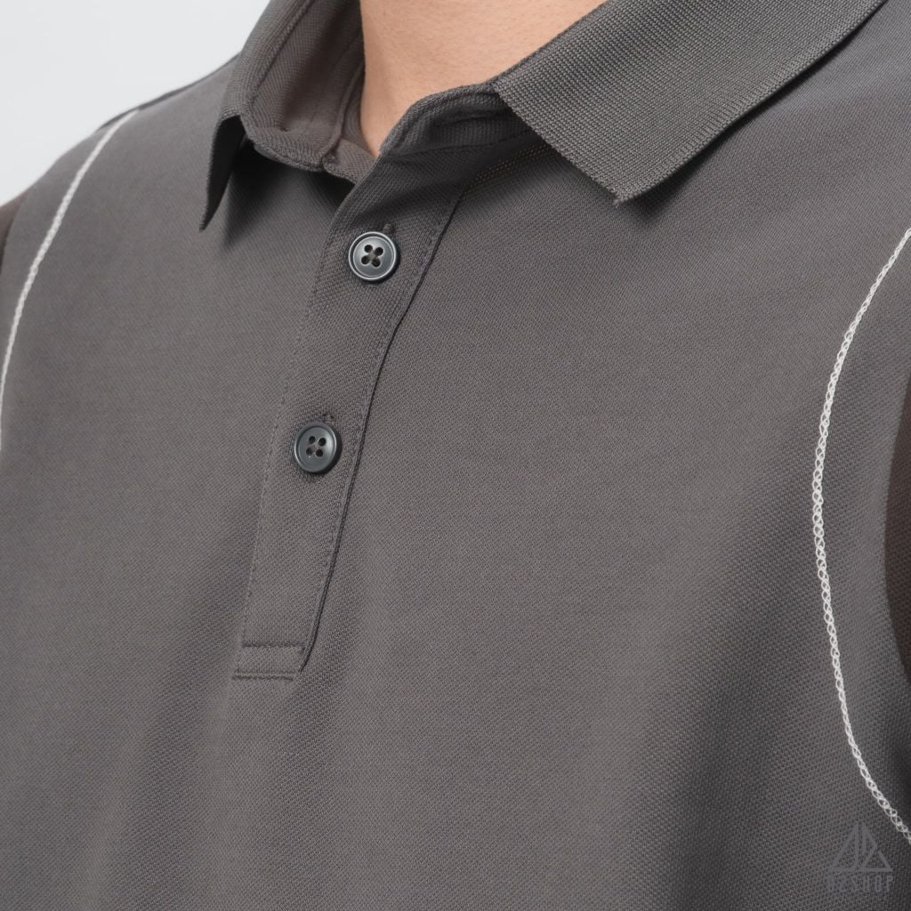 Áo polo phối viền vai chỉ nổi