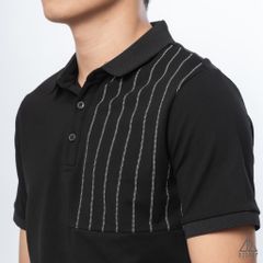 Polo phối ngực sọc đứng