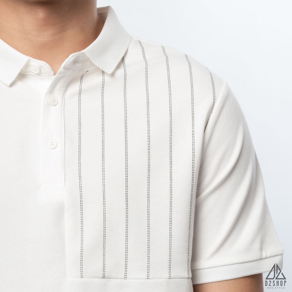Polo phối ngực sọc đứng