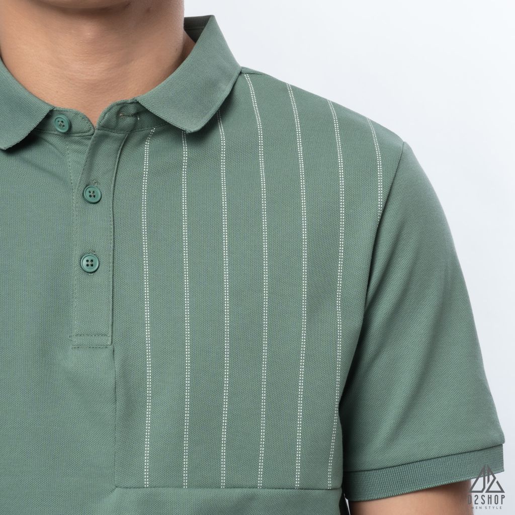 Polo phối ngực sọc đứng