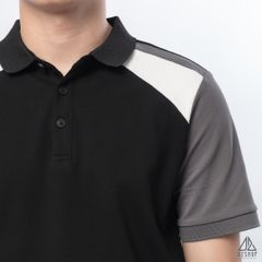 Polo phối viền vai, tay ráp lăng