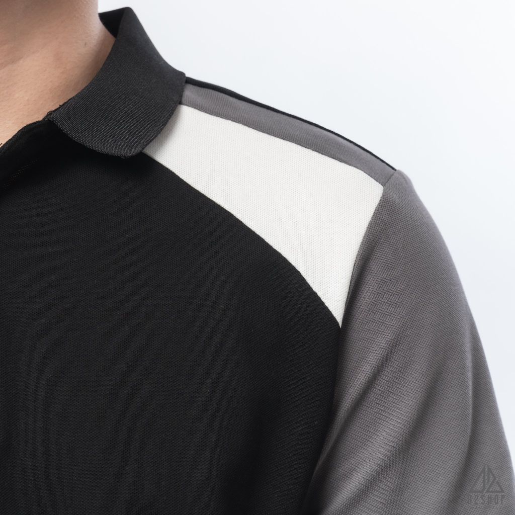 Polo phối viền vai, tay ráp lăng