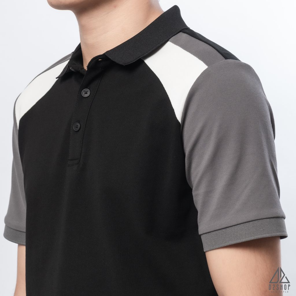 Polo phối viền vai, tay ráp lăng
