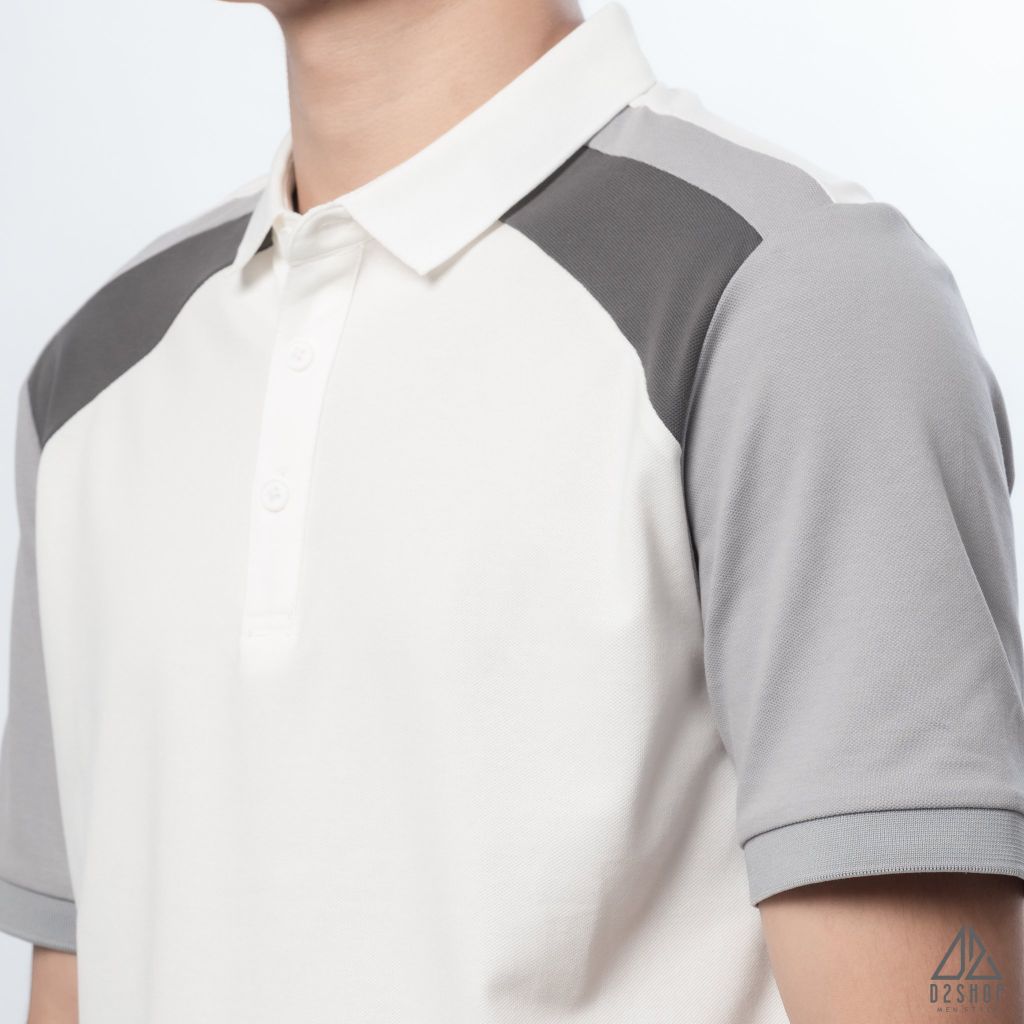 Polo phối viền vai, tay ráp lăng