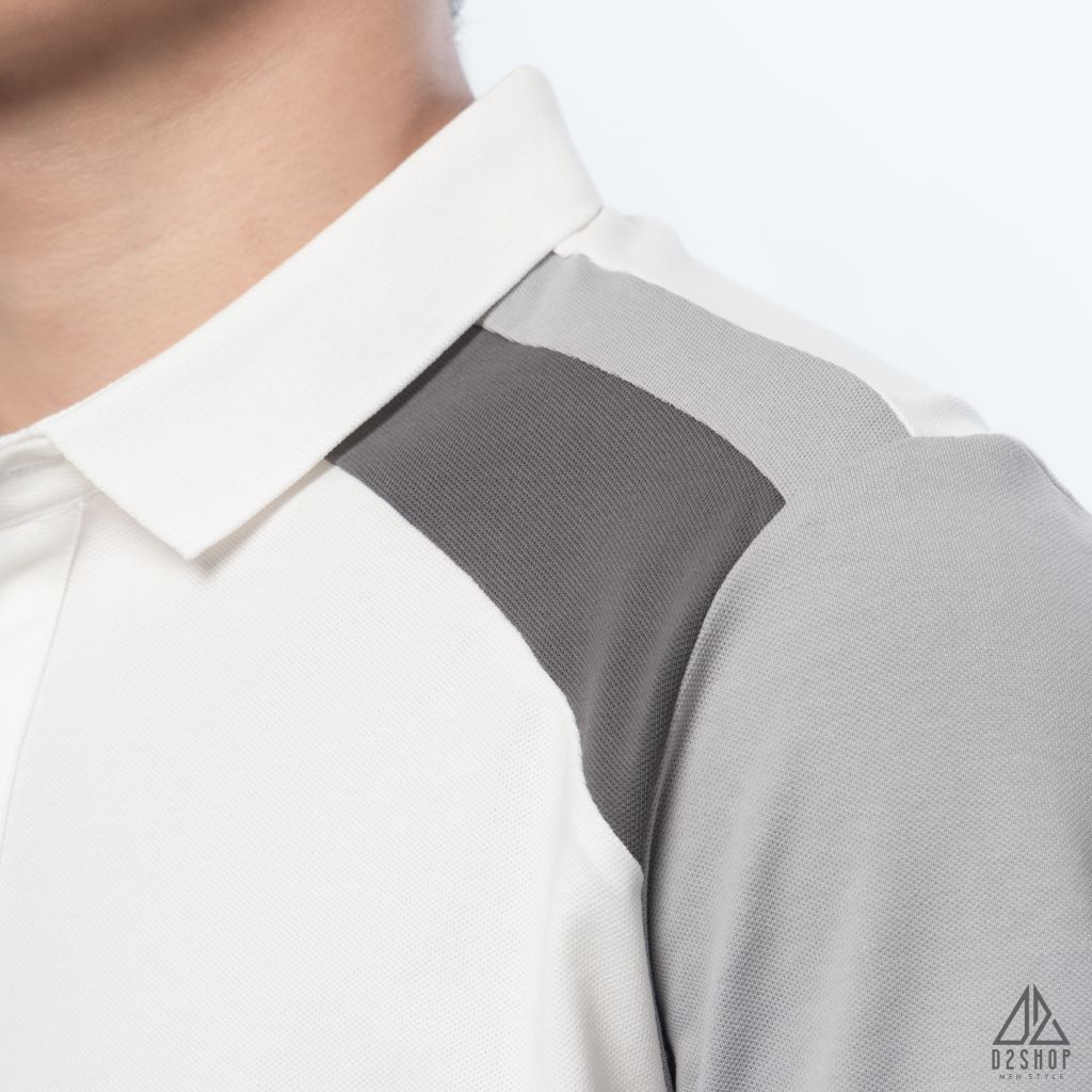 Polo phối viền vai, tay ráp lăng