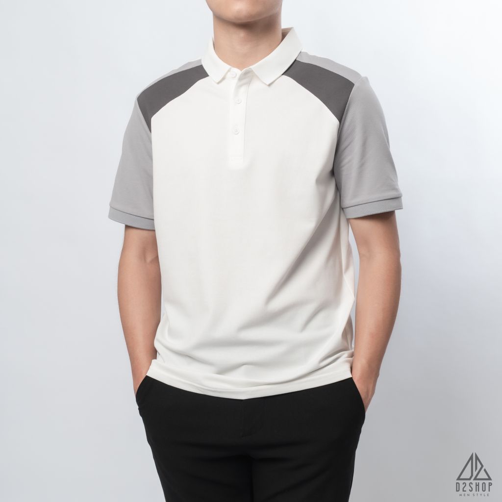 Polo phối viền vai, tay ráp lăng
