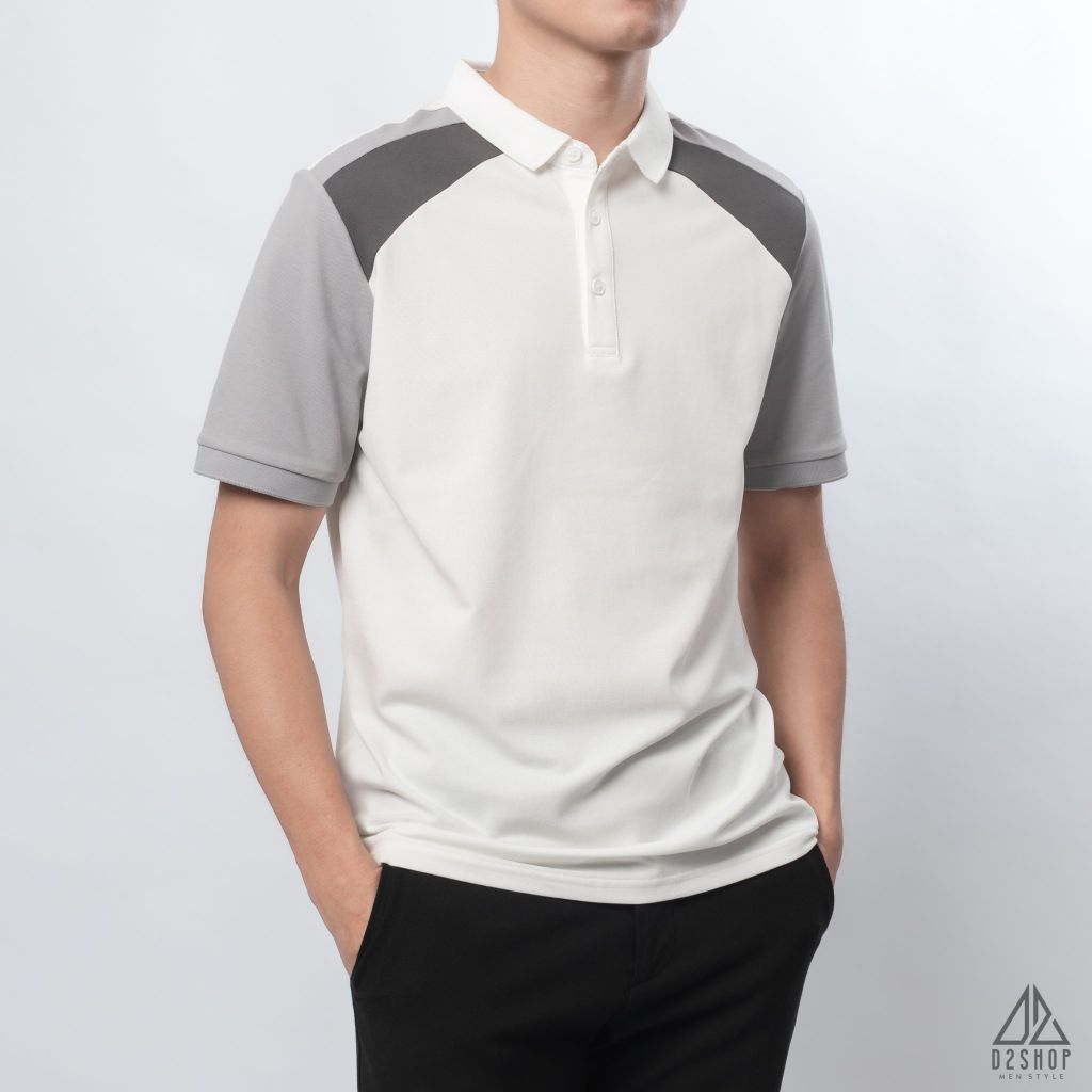 Polo phối viền vai, tay ráp lăng