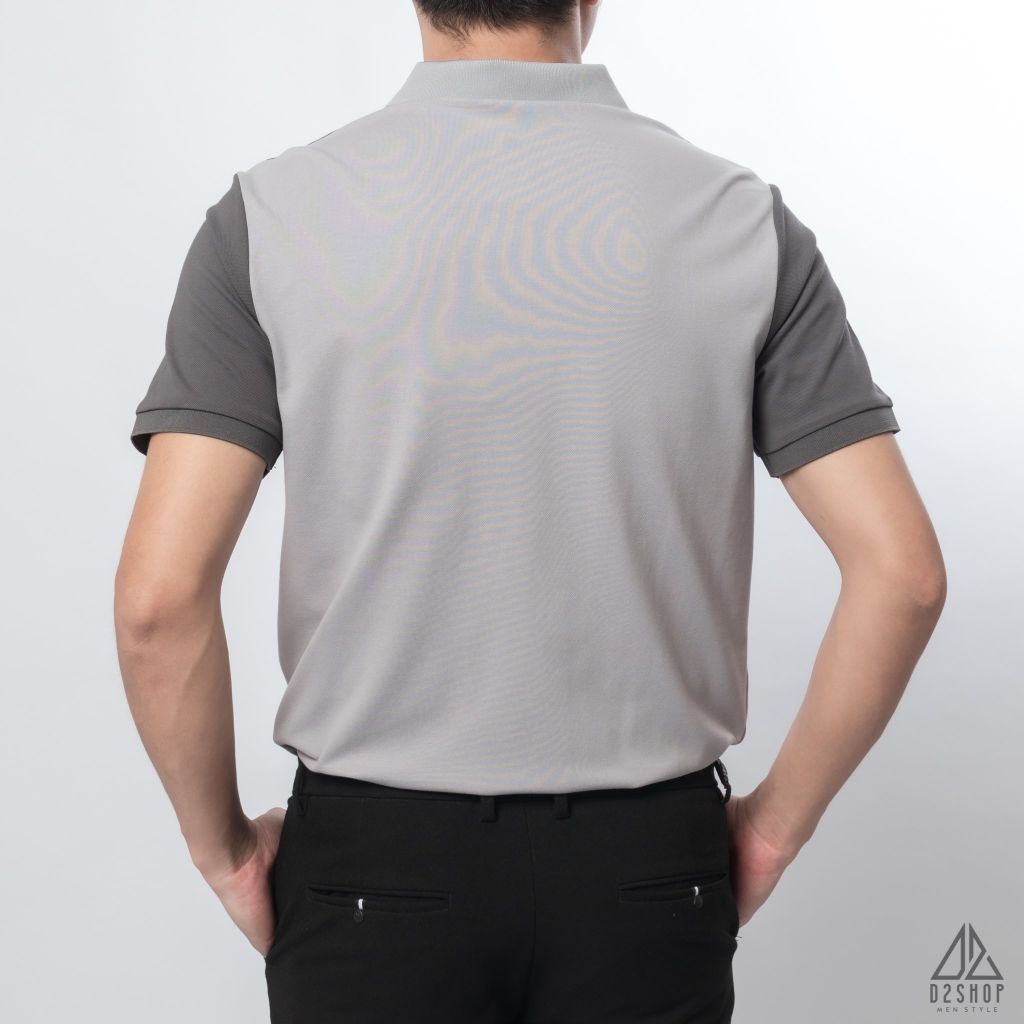 Polo phối viền vai, tay ráp lăng
