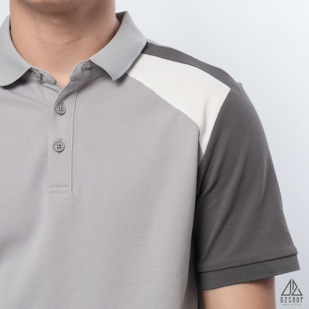 Polo phối viền vai, tay ráp lăng