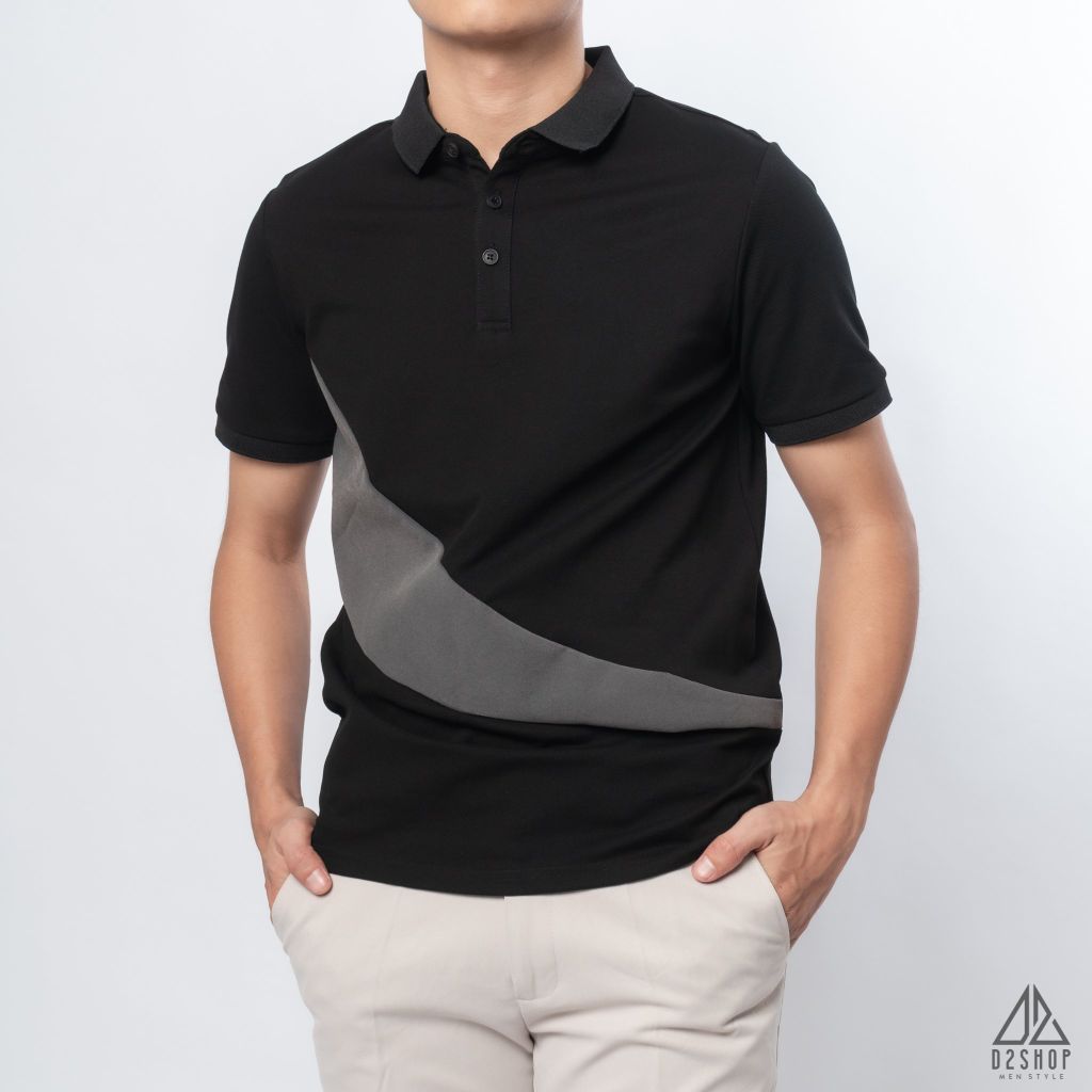 Polo phối xéo bụng in nhung