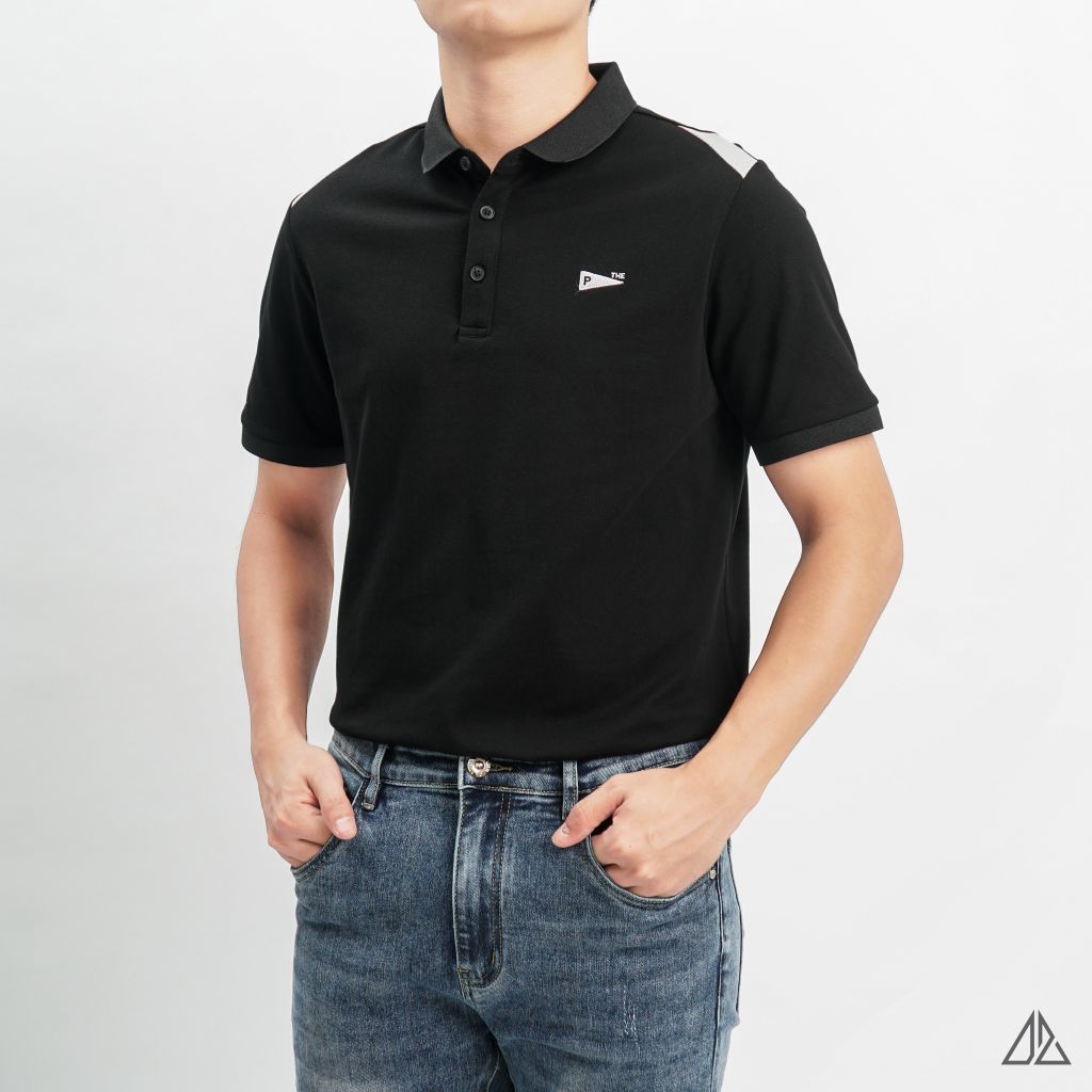 Áo polo thêu ngực THE P phối vai