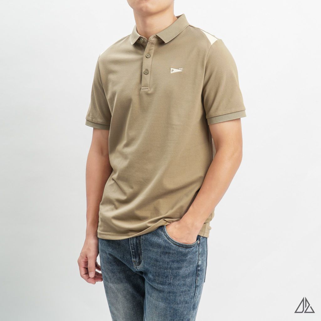 Áo polo thêu ngực THE P phối vai