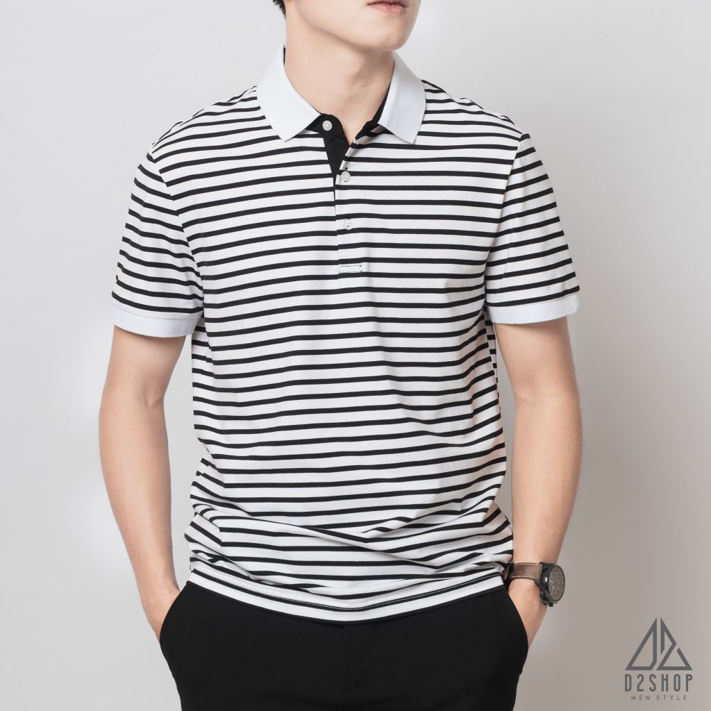 Áo polo sọc ngang