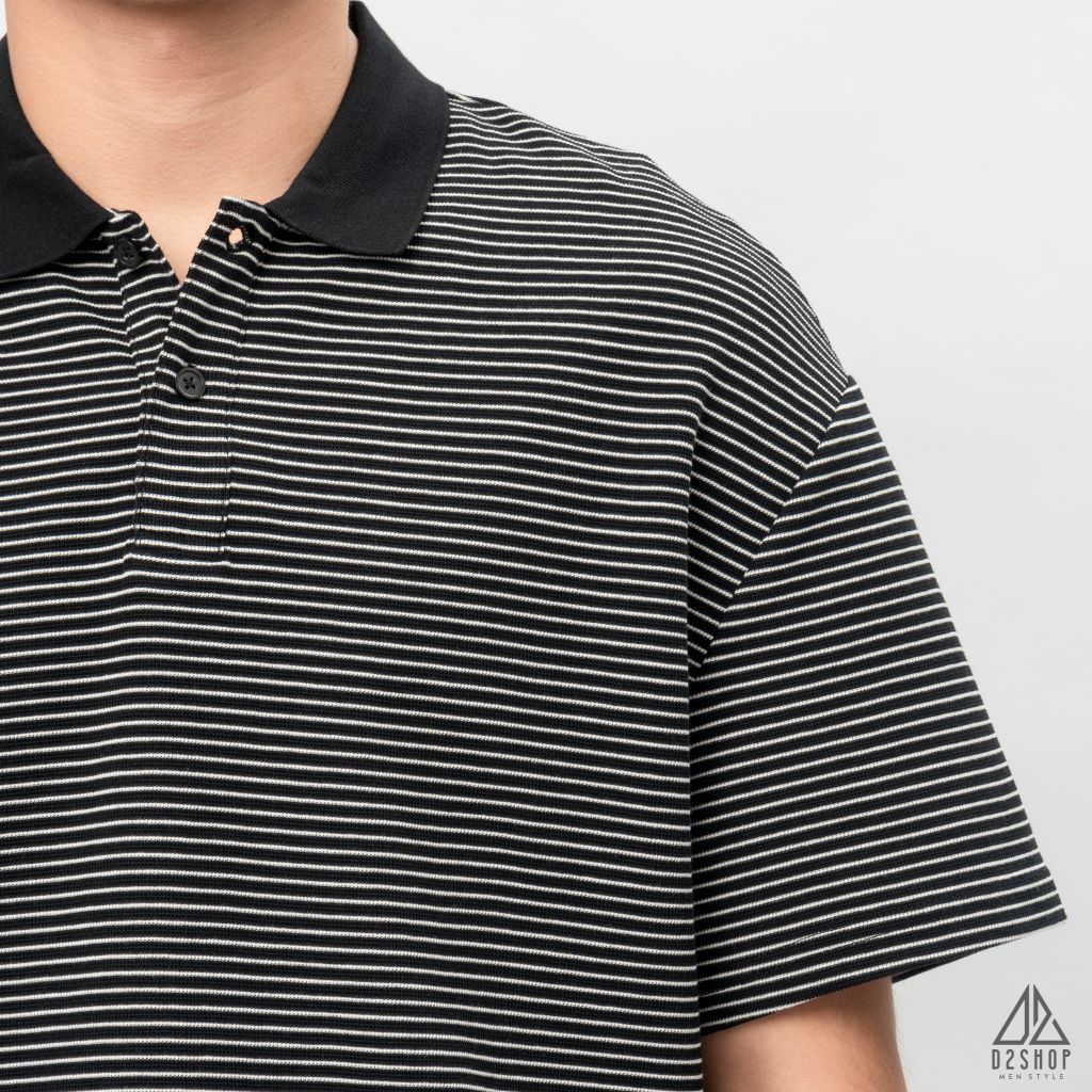 Áo polo form rộng sọc nhỏ