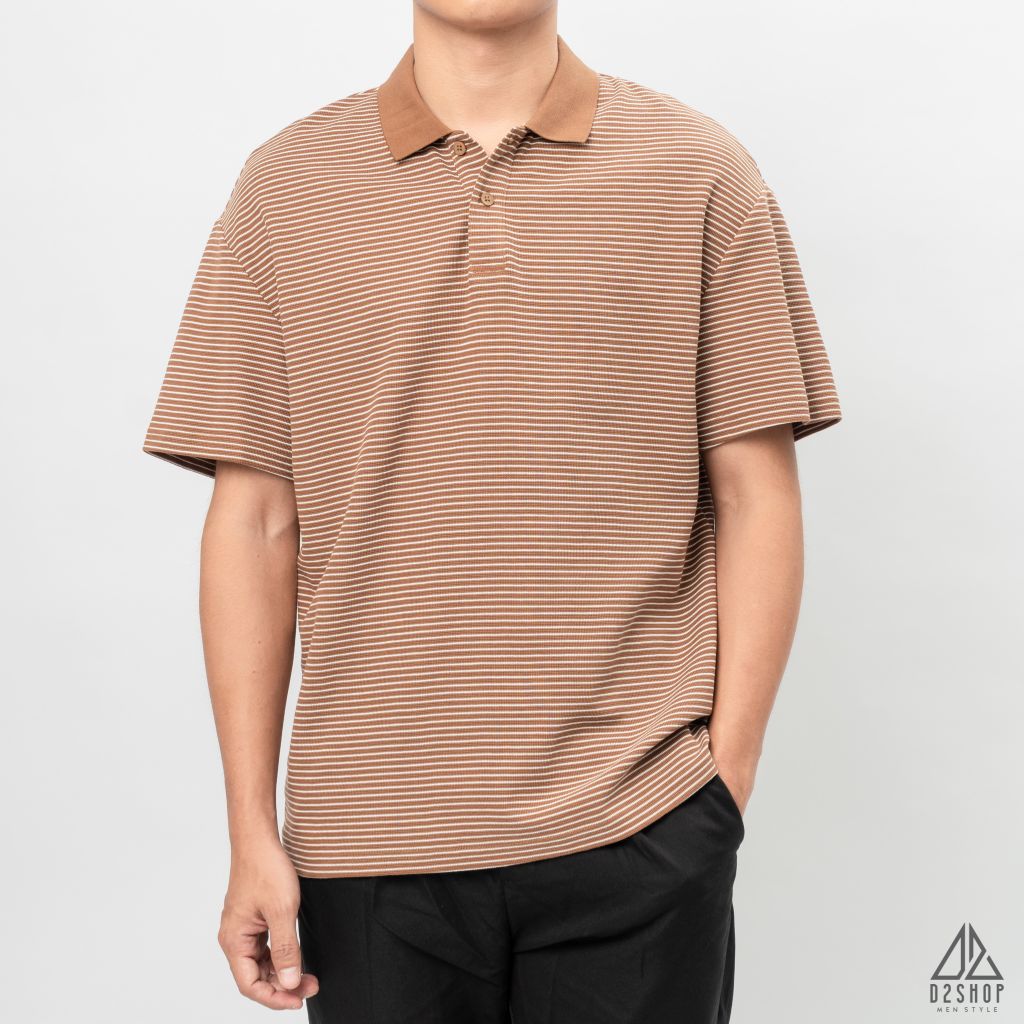 Áo polo form rộng sọc nhỏ