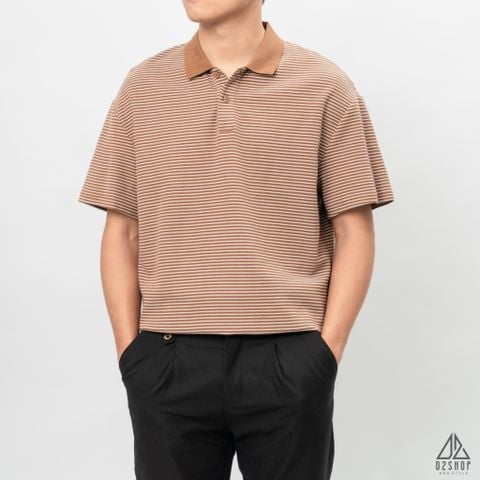 Áo polo form rộng sọc nhỏ