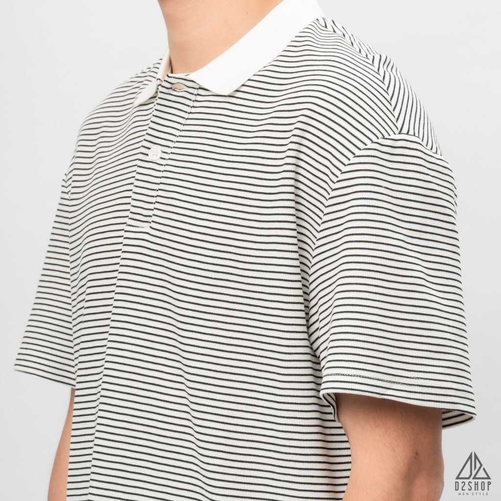 Áo polo form rộng sọc nhỏ