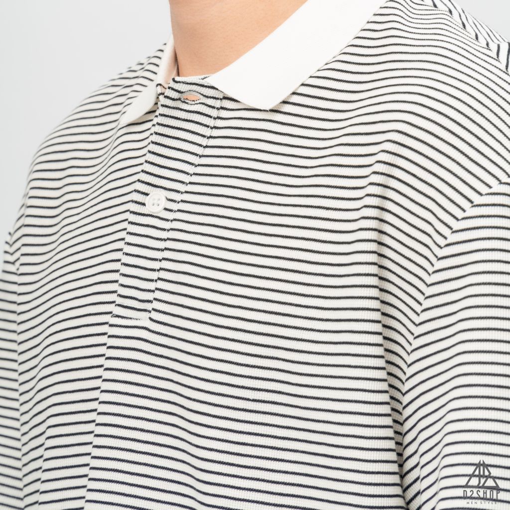 Áo polo form rộng sọc nhỏ