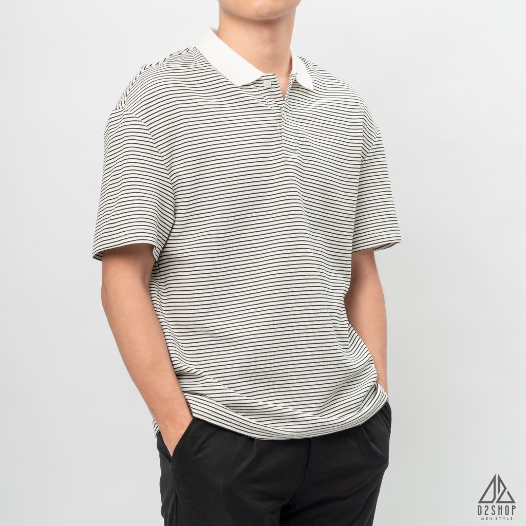 Áo polo form rộng sọc nhỏ