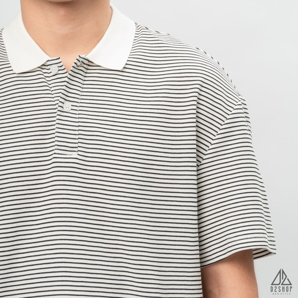 Áo polo form rộng sọc nhỏ