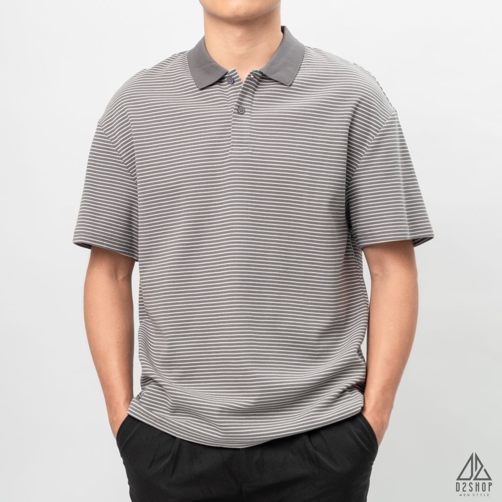 Áo polo form rộng sọc nhỏ
