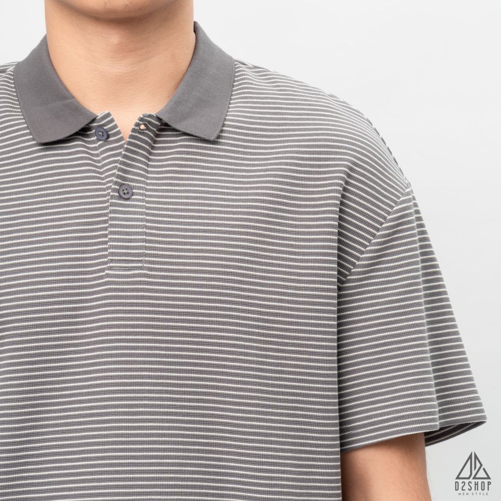 Áo polo form rộng sọc nhỏ