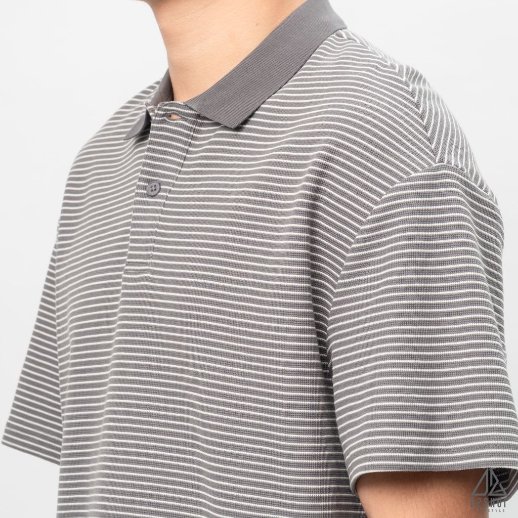 Áo polo form rộng sọc nhỏ