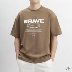 Áo thun cổ tròn in chữ Brave