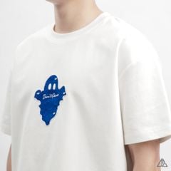 Áo thun cổ tròn thêu ngực con ma