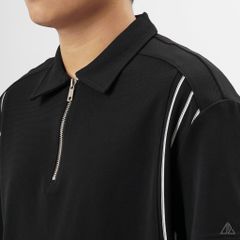 Áo polo cổ sơ mi dây kéo phối 3 sọc trắng