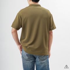 Áo polo cổ sơ mi dây kéo phối 3 sọc trắng