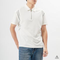 Áo polo cổ sơ mi dây kéo phối 3 sọc trắng