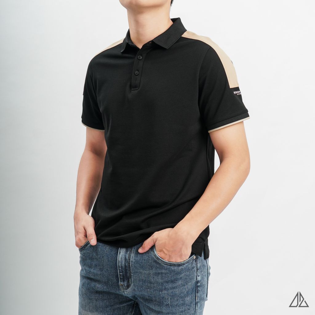 Áo polo phối viền vai