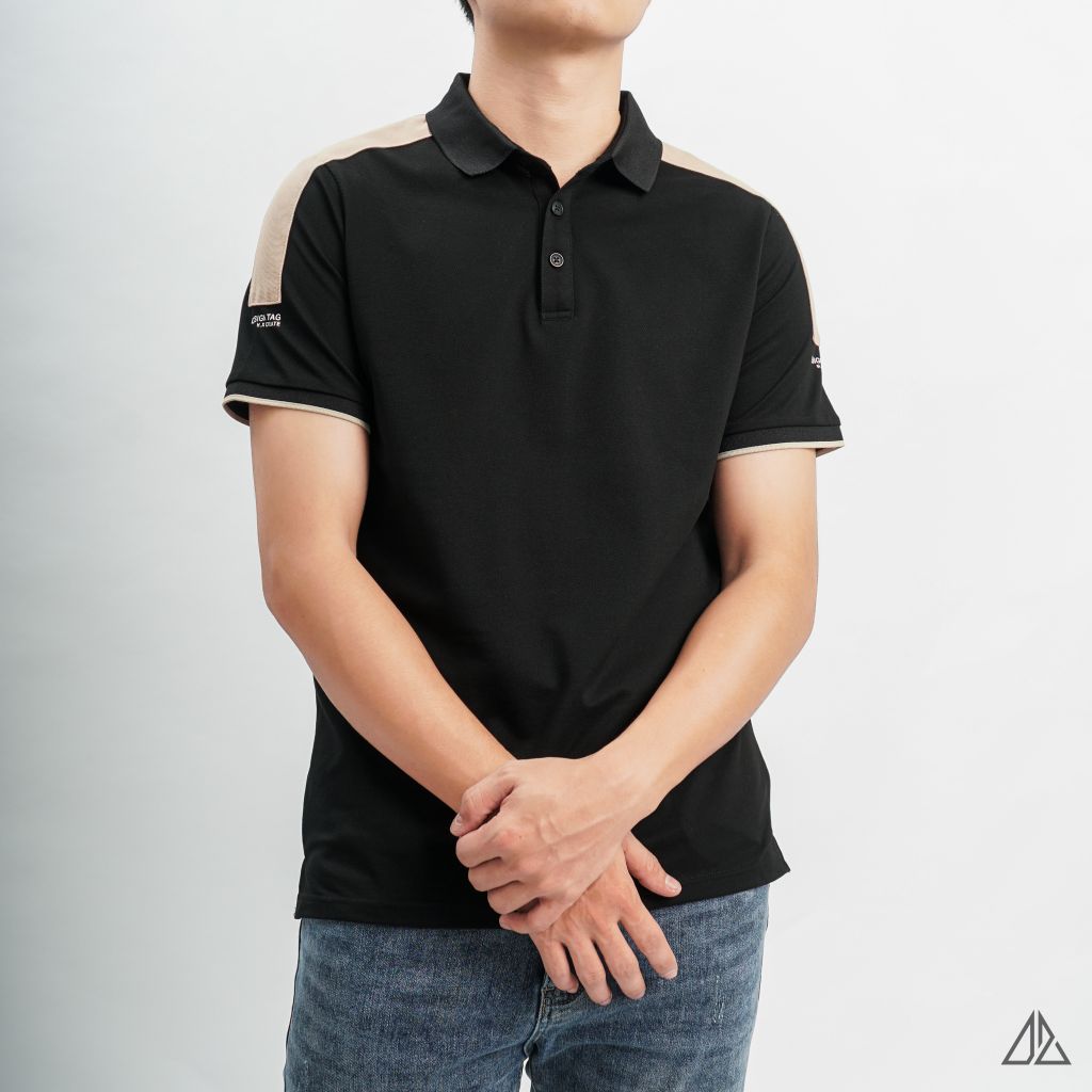 Áo polo phối viền vai
