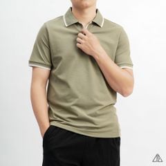 Áo polo phối viền cổ xẻ