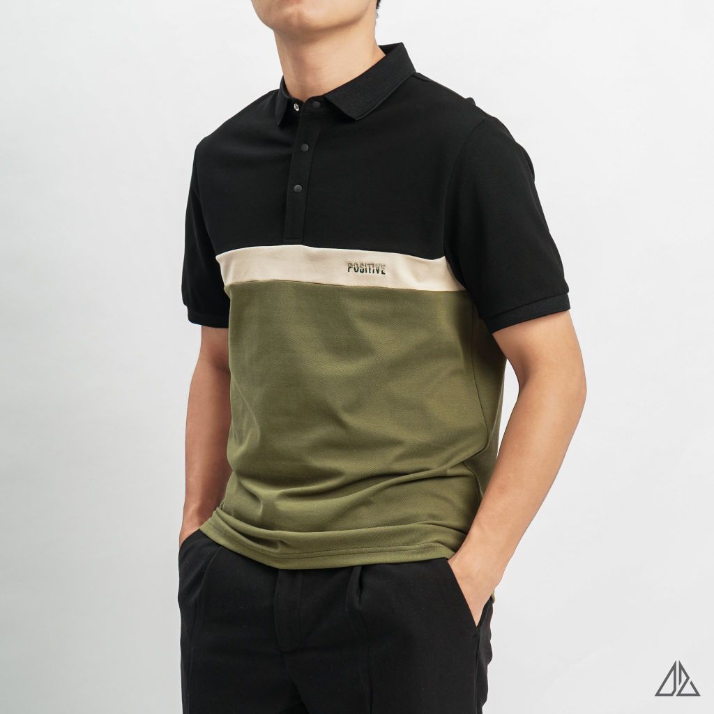 Áo polo phối ba màu POSITIVE