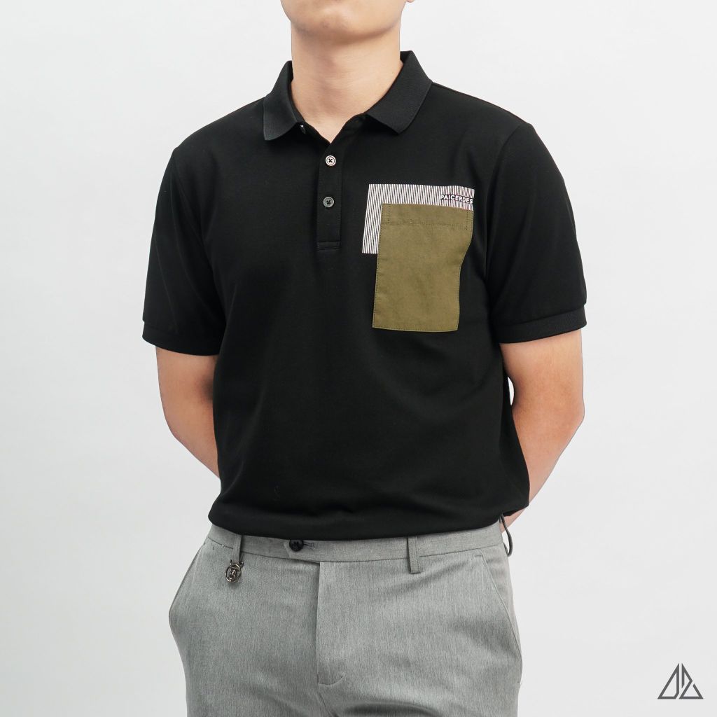 Áo polo phối túi rêu in sọc PAICERDES