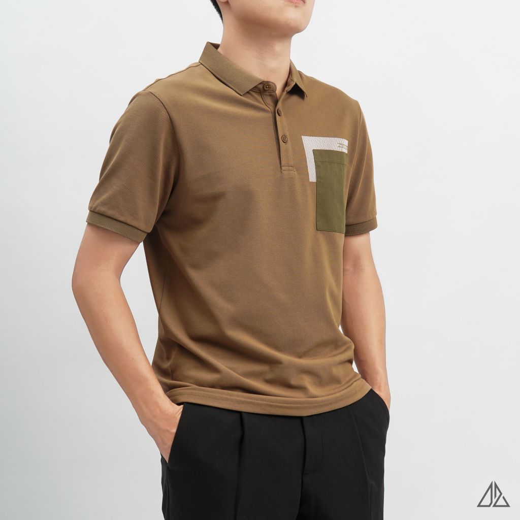 Áo polo phối túi rêu in sọc PAICERDES