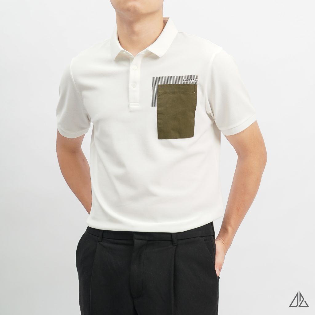 Áo polo phối túi rêu in sọc PAICERDES