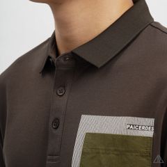 Áo polo phối túi rêu in sọc PAICERDES