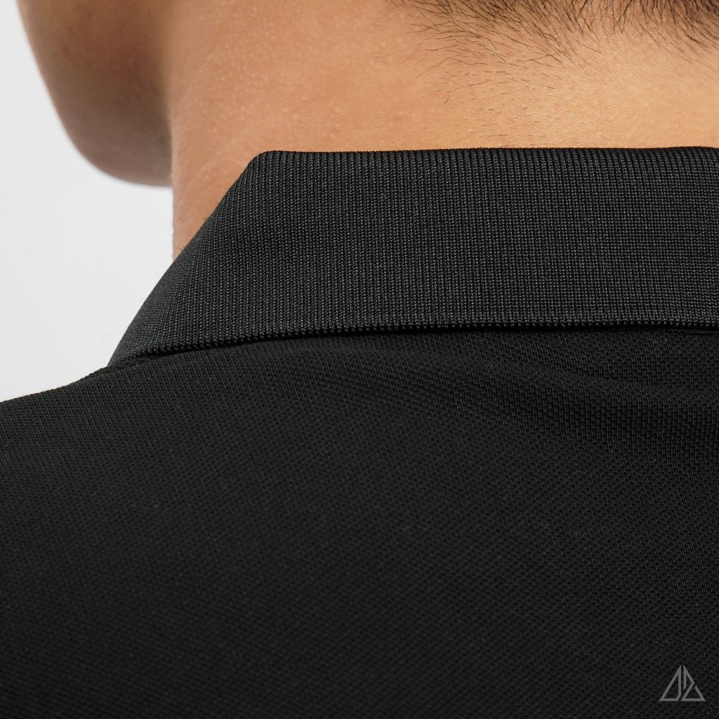Áo polo phối ngực kem in chữ STAY NOTRUDE NICE
