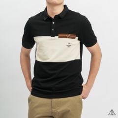 Áo polo phối ngực kem in chữ STAY NOTRUDE NICE
