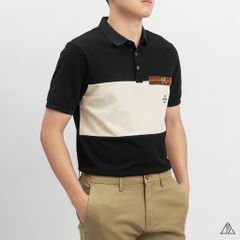 Áo polo phối ngực kem in chữ STAY NOTRUDE NICE