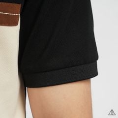 Áo polo phối ngực kem in chữ STAY NOTRUDE NICE