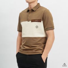 Áo polo phối ngực kem in chữ STAY NOTRUDE NICE