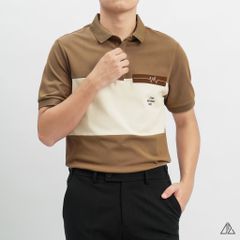 Áo polo phối ngực kem in chữ STAY NOTRUDE NICE