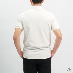 Áo polo phối ngực kem in chữ STAY NOTRUDE NICE