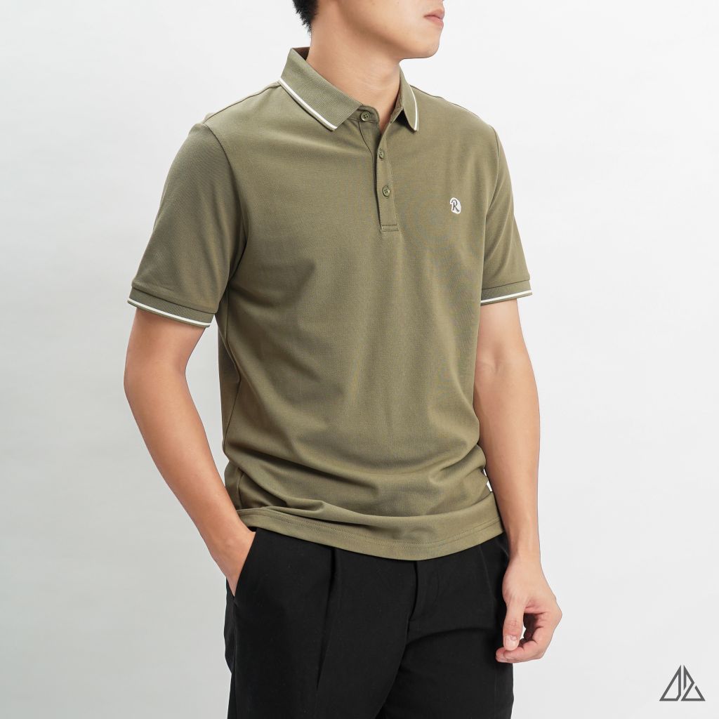 Áo polo viền cổ thêu ngực R