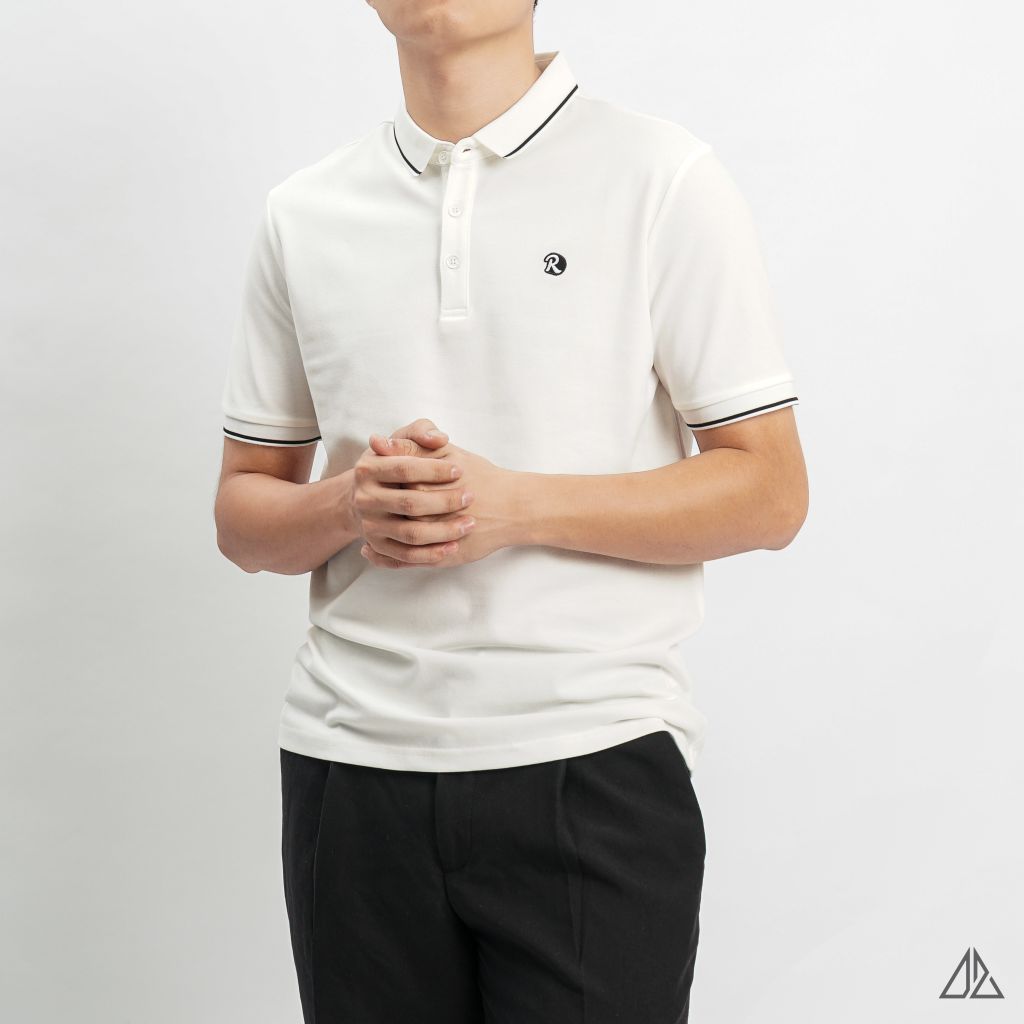 Áo polo viền cổ thêu ngực R